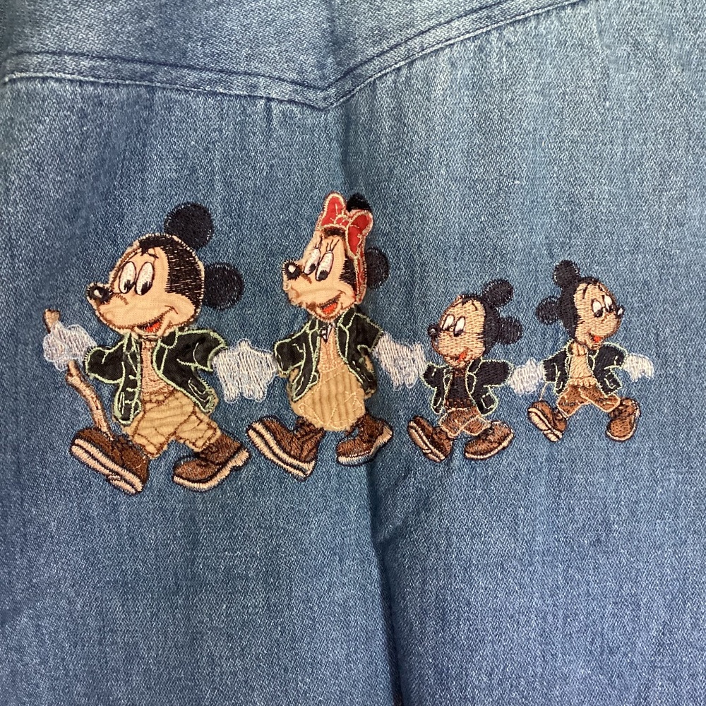 Vintage Donaldson Walt Disney Company Rare Denim Shirt Mickey Minnie Large L